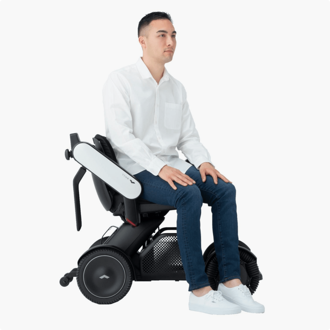 WHILL Model C2 easy front transfer with flip-up armrest