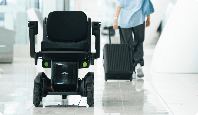 WHILL Model C2 autonomous wheelchair front view