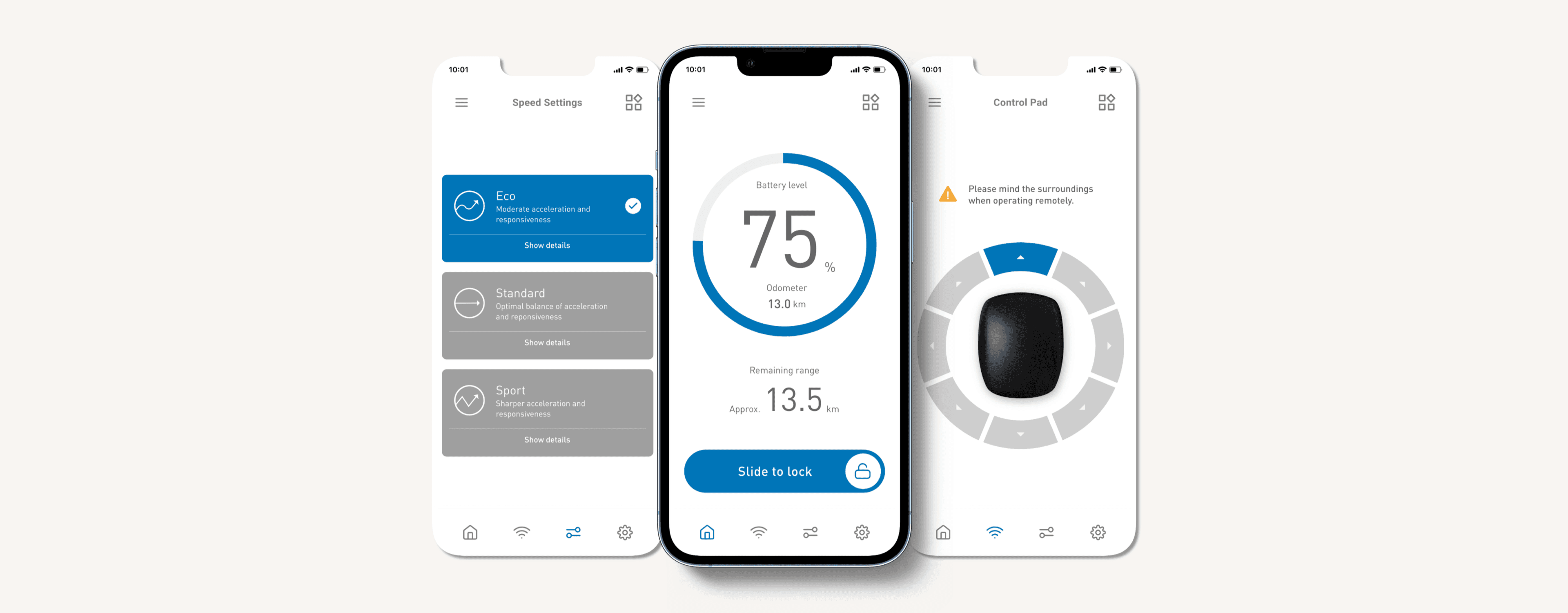 WHILL mobile app user interface