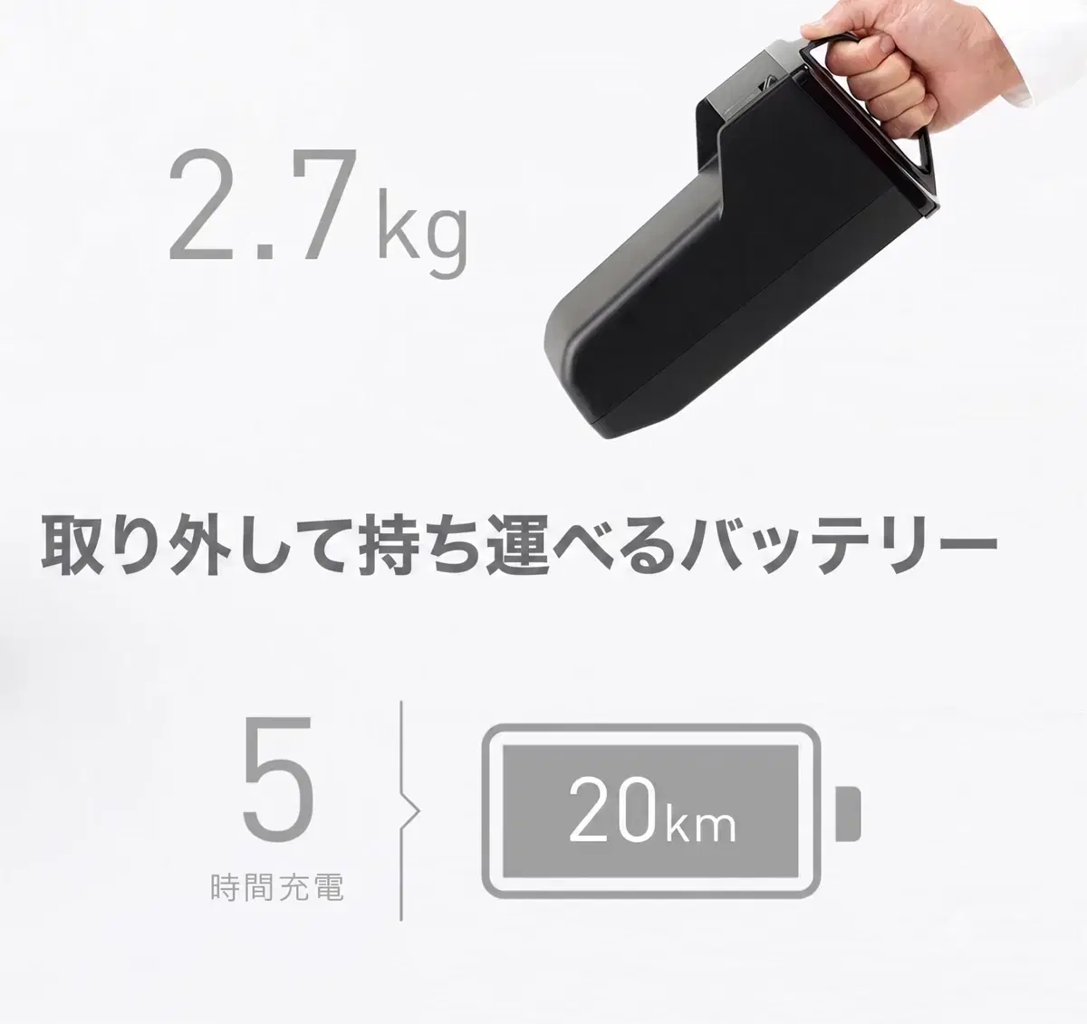 WHILL Model C2 removable battery — 2.7kg, 5 hour charge, 20km range