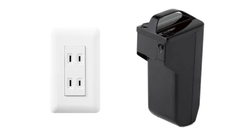 着脱バッテリー、室内で充電可能
